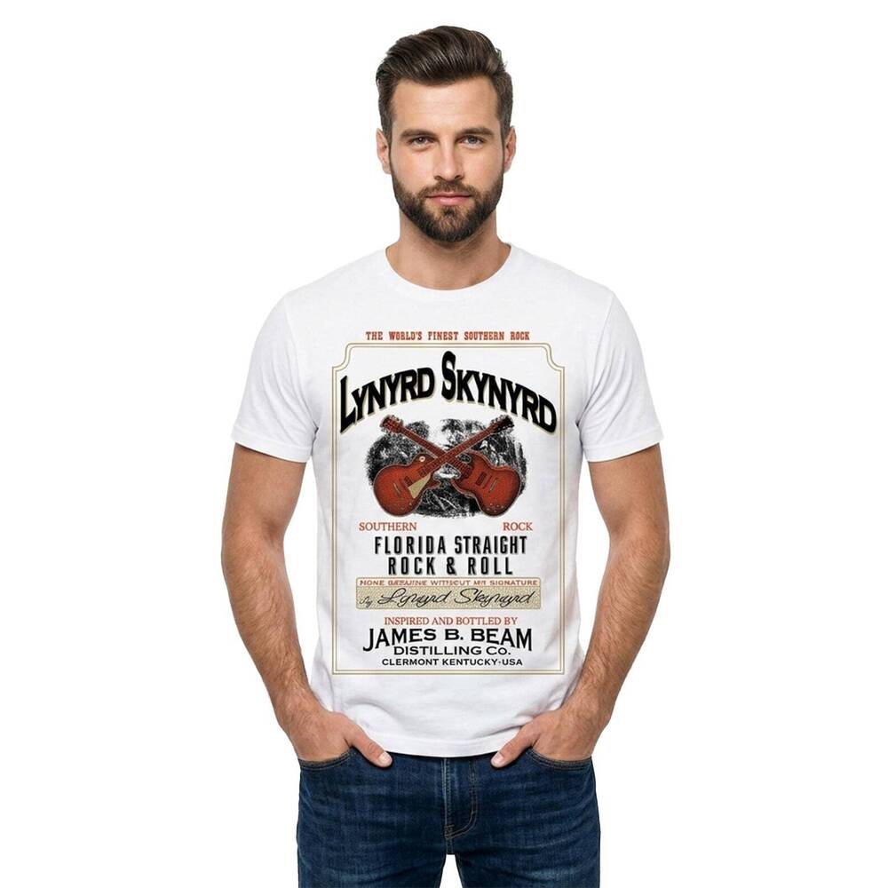 Lynyrd Skynyrd Whiskey Southern Florida Rock & Roll White Shirt